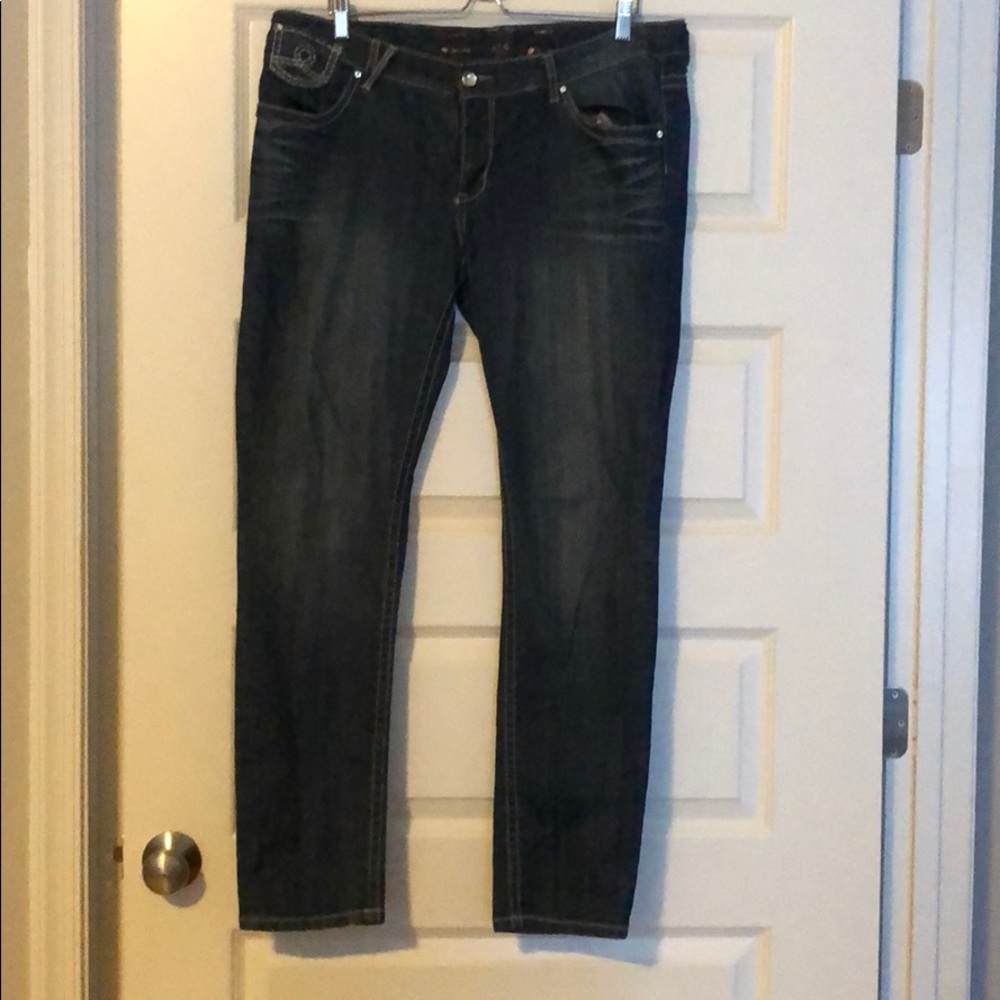 Seven7 jeans with rhinestone detailing, slim leg